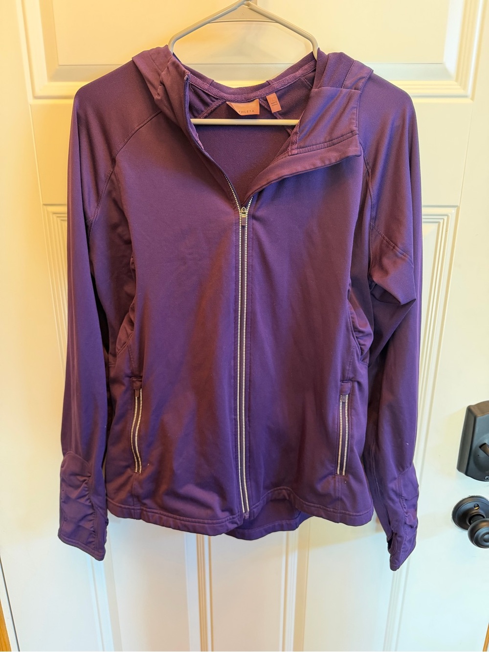 Athleta Half Mike Full-Zip Purple Hooded Jacket, Size L